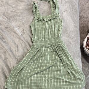 Maurices Sage Green & White Plaid Sundress